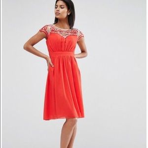 ASOS Little Mistress London Dress with Embroidery